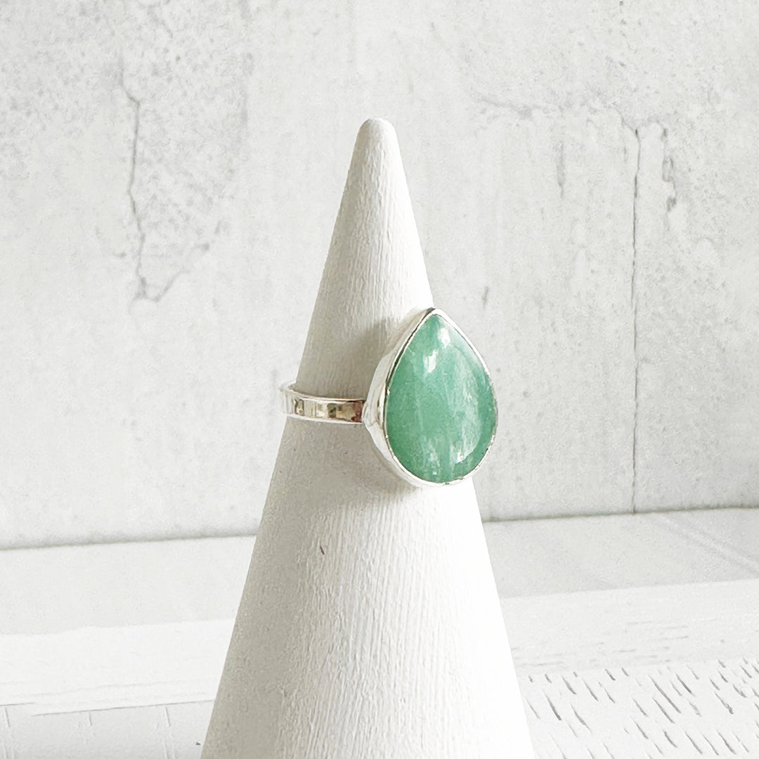 Amazonite Teardrop Statement Ring in Gold and Silver
