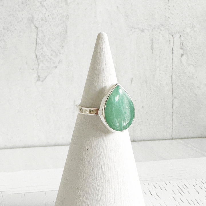 Amazonite Teardrop Statement Ring in Gold and Silver