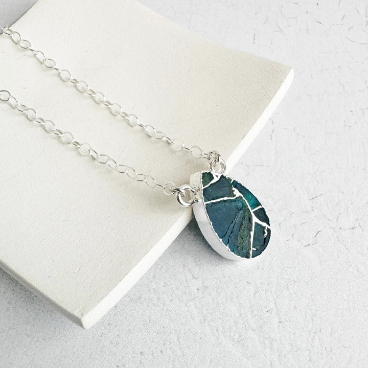 Teal Mojave Teardrop Necklace in Gold Filled and Sterling Silver