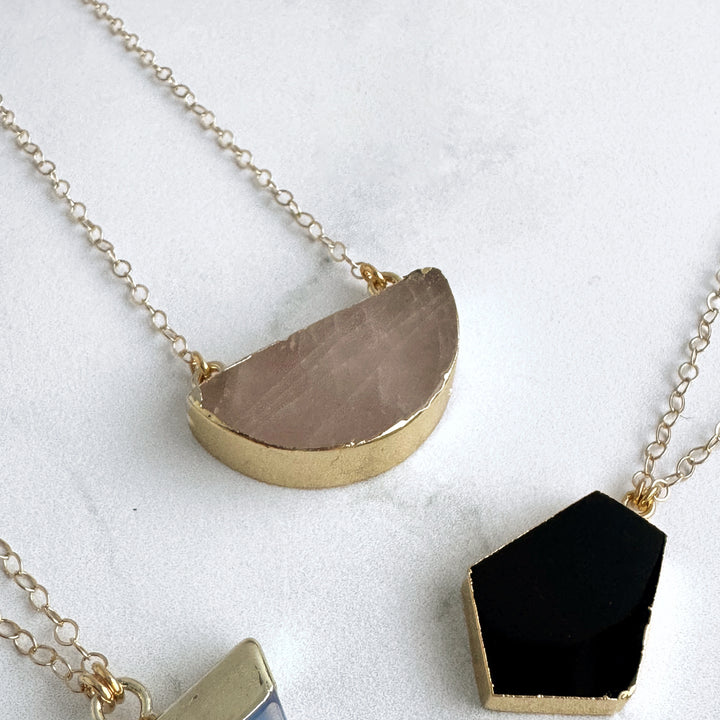 Geometric Stone Pendant Necklaces Bundle