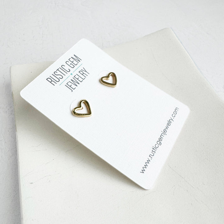 Open Heart Stud Earrings in 18k Gold Plating