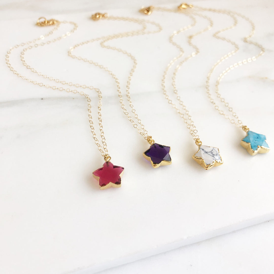 Gemstone Star Necklace in Gold