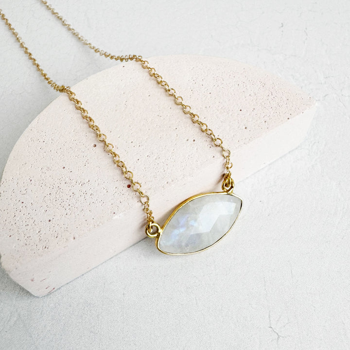 Faceted Moonstone Marquise Necklace in 14k Gold Filled