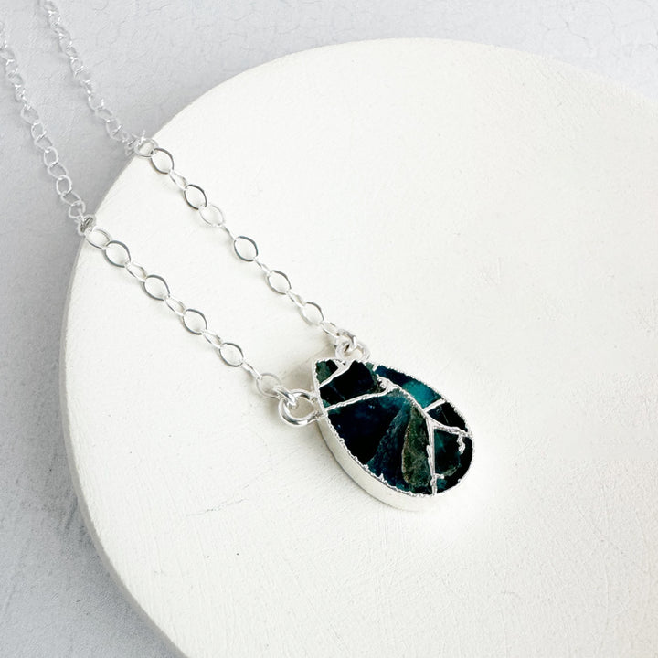 Teal Mojave Teardrop Necklace in Gold Filled and Sterling Silver