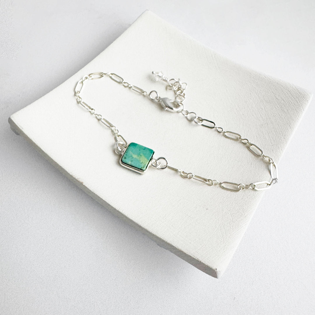 Tibetan Turquoise Chain Bracelet in Silver