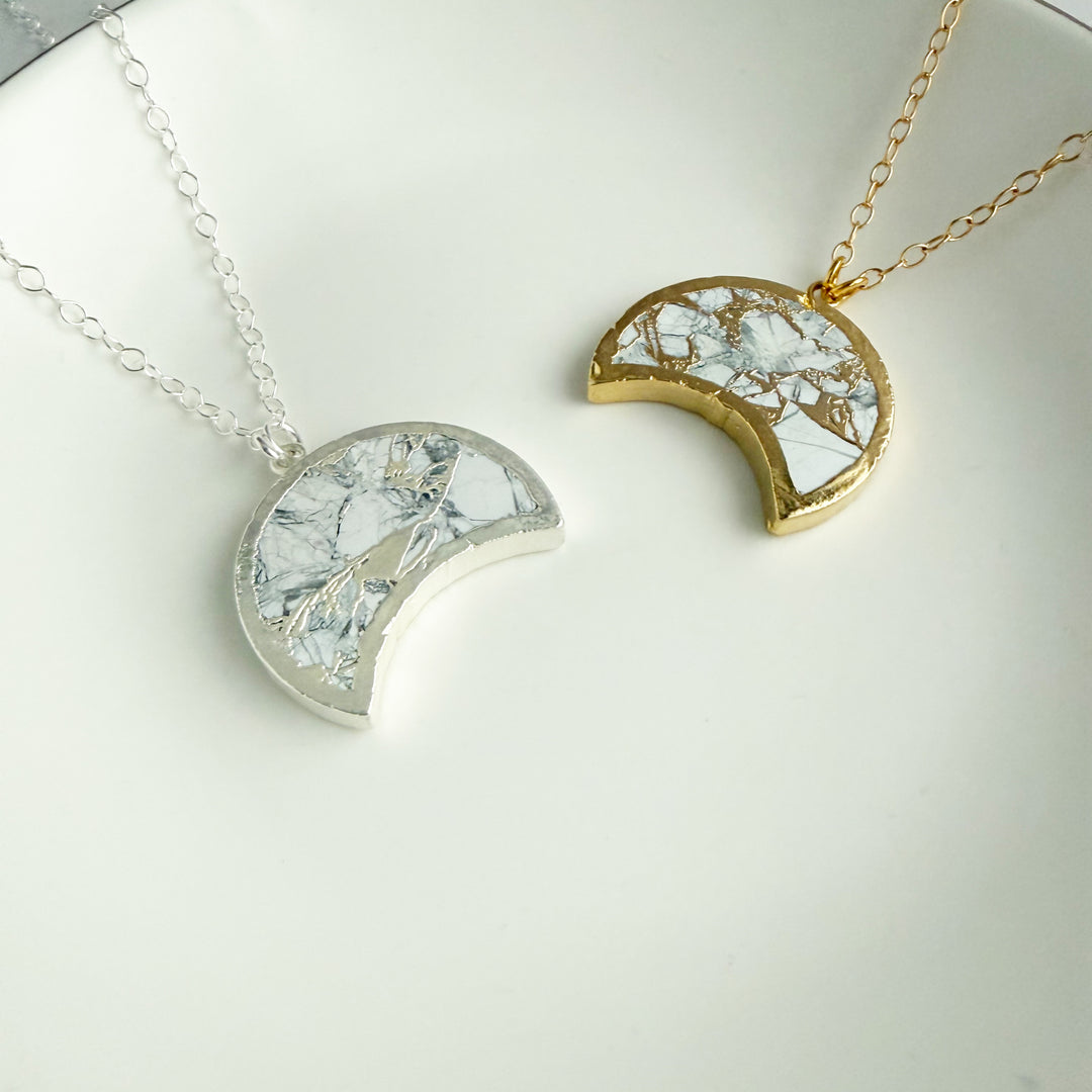 White Mojave Crescent Moon Statement Necklace