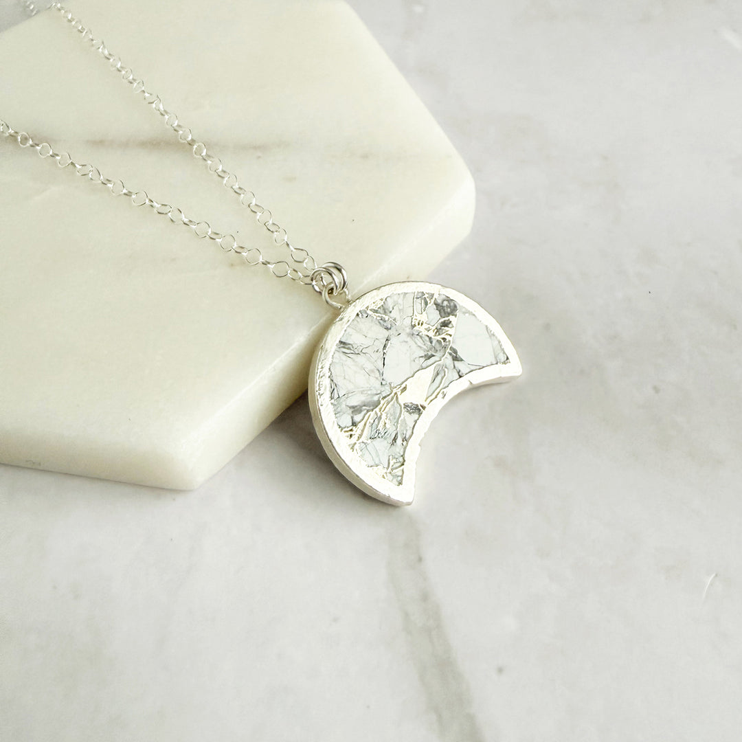 White Mojave Crescent Moon Statement Necklace
