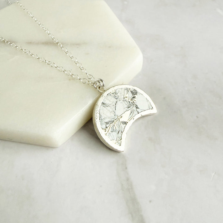 White Mojave Crescent Moon Statement Necklace