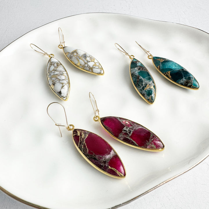 Simple Mojave Marquise Drop Earrings in Gold