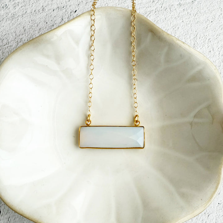 Moonstone Bar Necklace in Gold