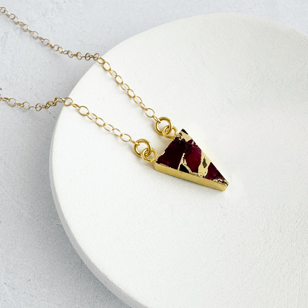 Ruby Mojave Triangle Necklace in Gold and Silver