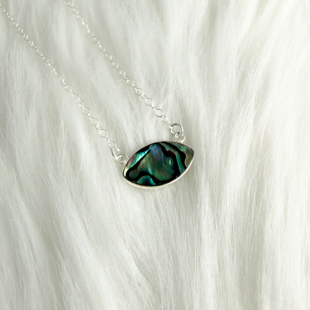 Abalone Marquise Bezel Pendant Necklace