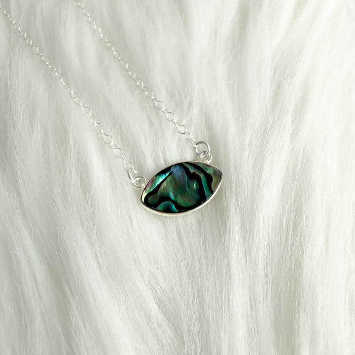 Abalone Marquise Bezel Pendant Necklace