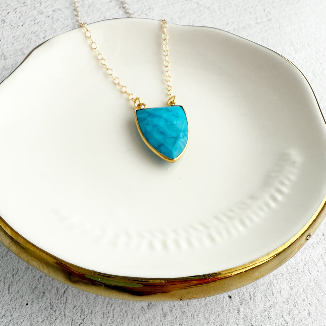 Turquoise Shield Necklace in Gold