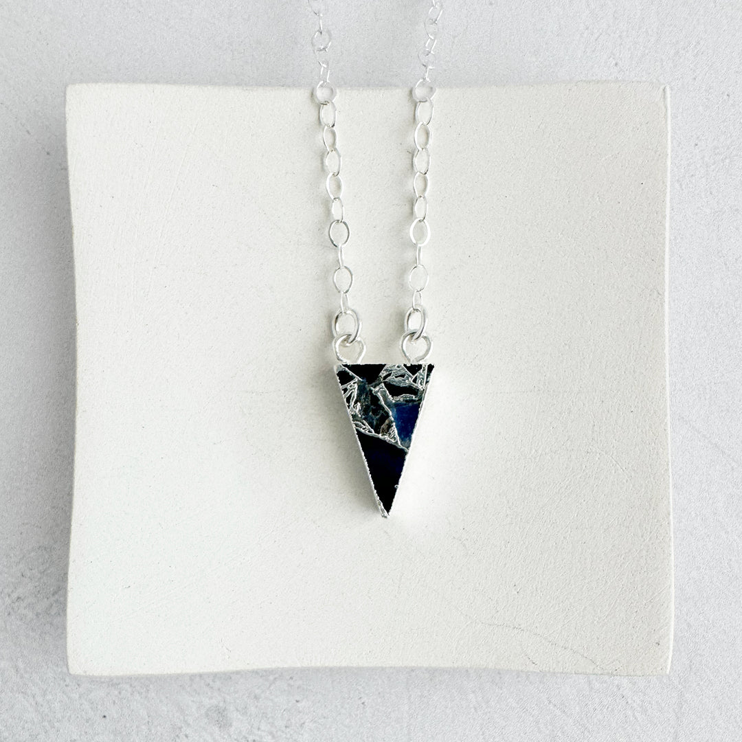 Sapphire Mojave Triangle Necklace in Gold and Silver