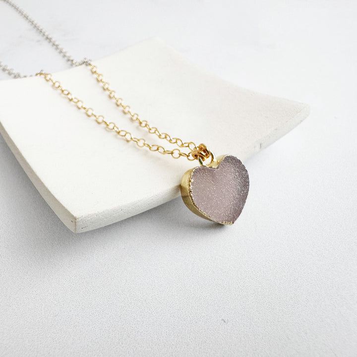 Dainty Heart Gemstone Necklace in Gold