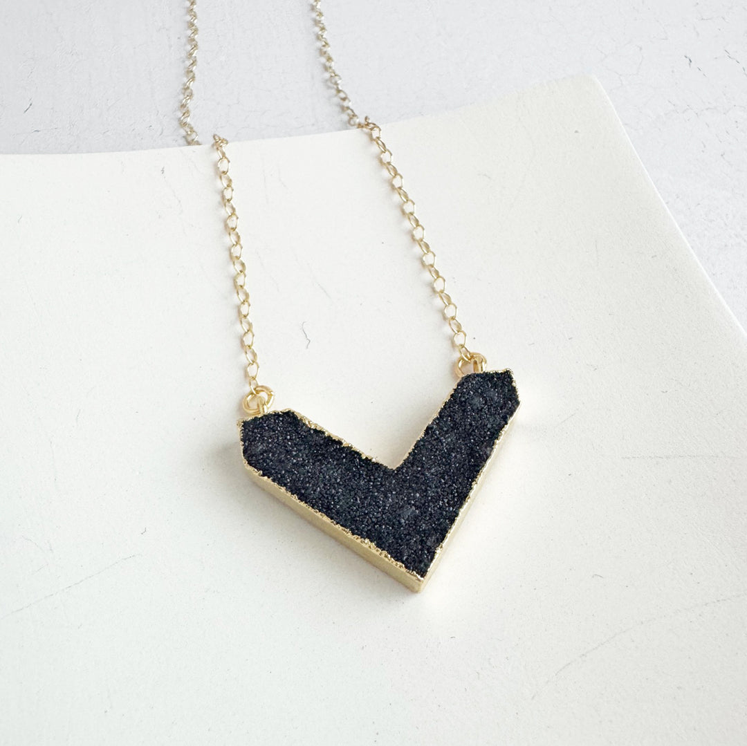 Druzy Chevron Necklace in 14k Gold Filled