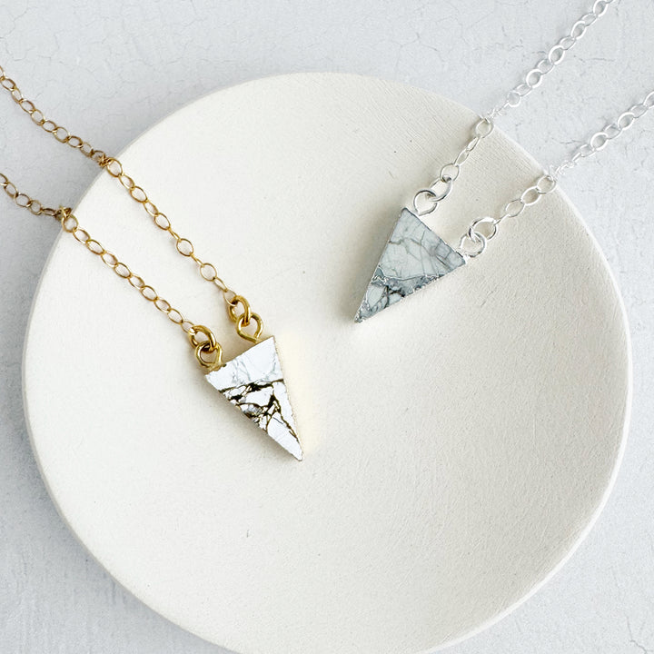 White Mojave Triangle Necklace in Gold and Silver