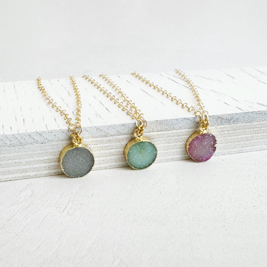 Dainty Druzy Drop Necklace in 14k Gold Filled