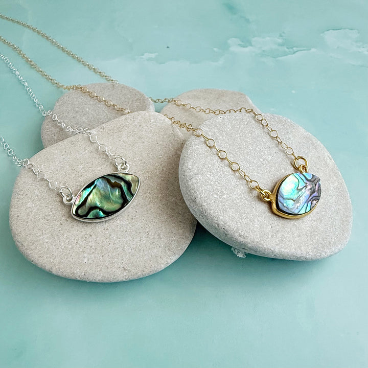 Abalone Marquise Bezel Pendant Necklace