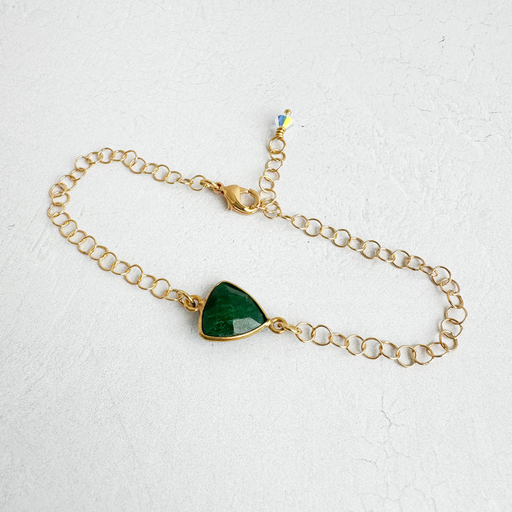 Emerald Adjustable Chain Bracelet in 14k Gold Filled