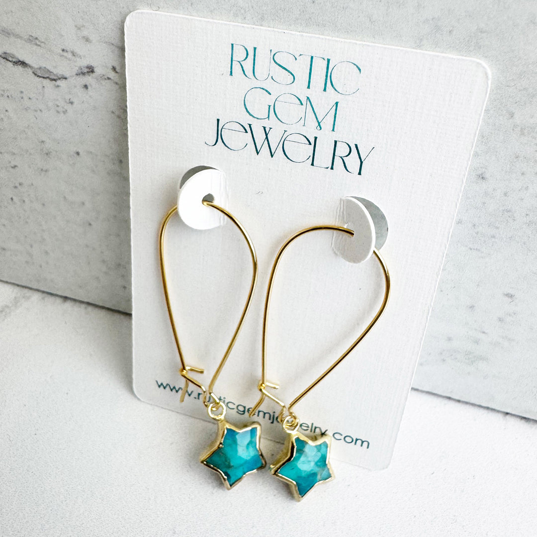 Turquoise Star Drop Earrings in Silver