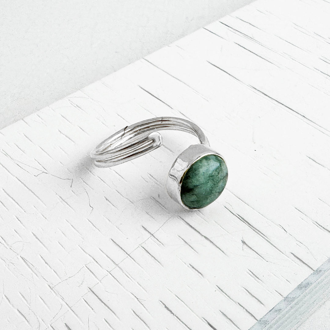 Emerald Wrap Ring in Gold and Silver