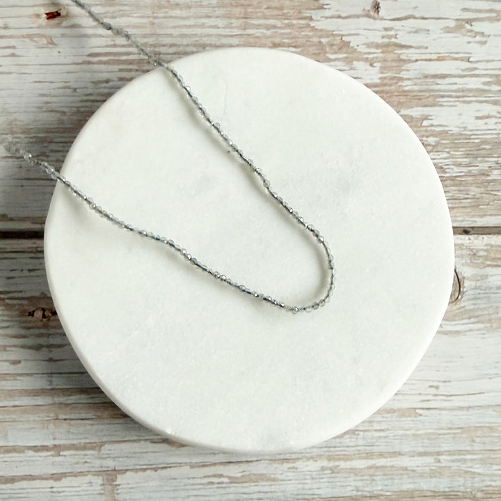 Dainty Beaded Gemstone Necklace with Labradorite