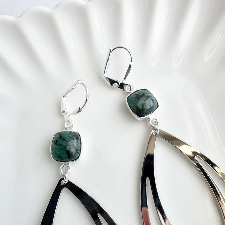 Emerald and Layered Teardrop Statement Earrings