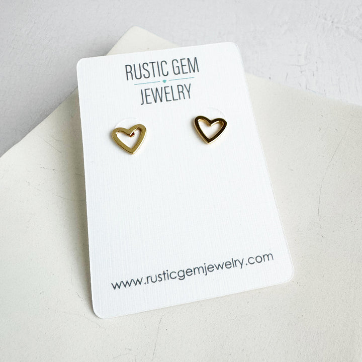 Open Heart Stud Earrings in 18k Gold Plating