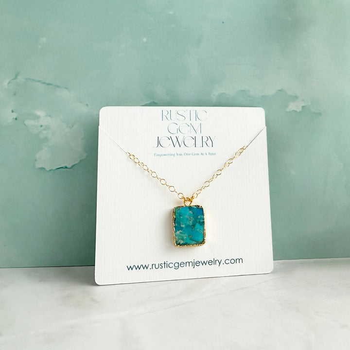 Turquoise Freeform Rectangle Slice Necklace