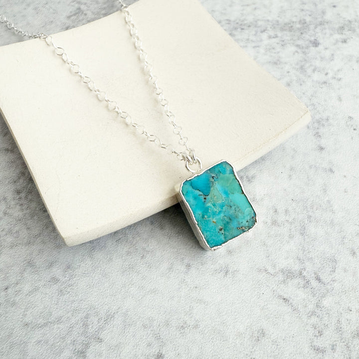 Turquoise Freeform Rectangle Slice Necklace