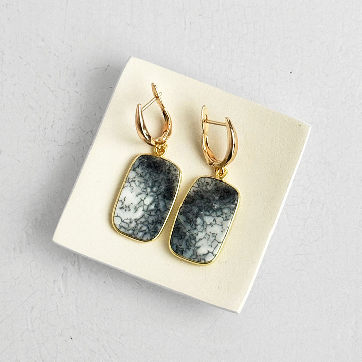 Elegant Gemstone Drop Earrings in 18k Gold Plating