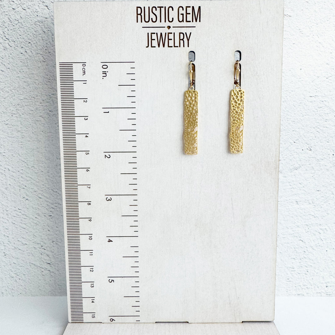 Small Rectangle Drop Earrings in Gold