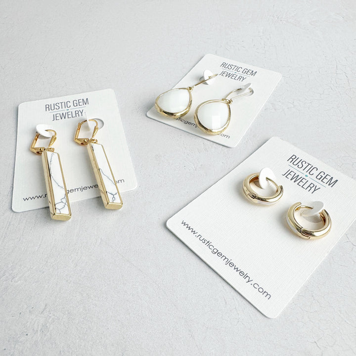 White Stone Earrings Bundle