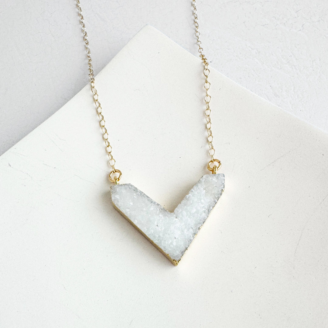 Druzy Chevron Necklace in 14k Gold Filled