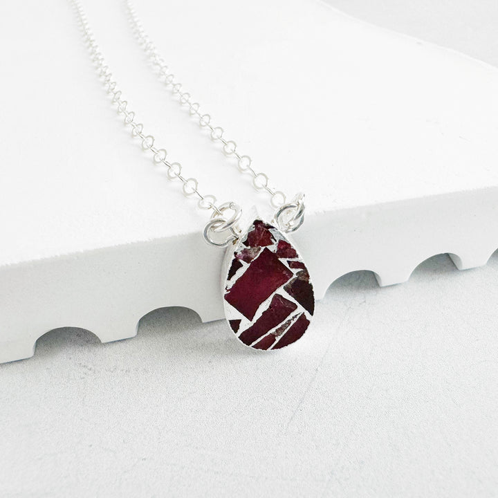 Burgundy Mojave Teardrop Necklace in 14k Gold Filled and Sterling Silver