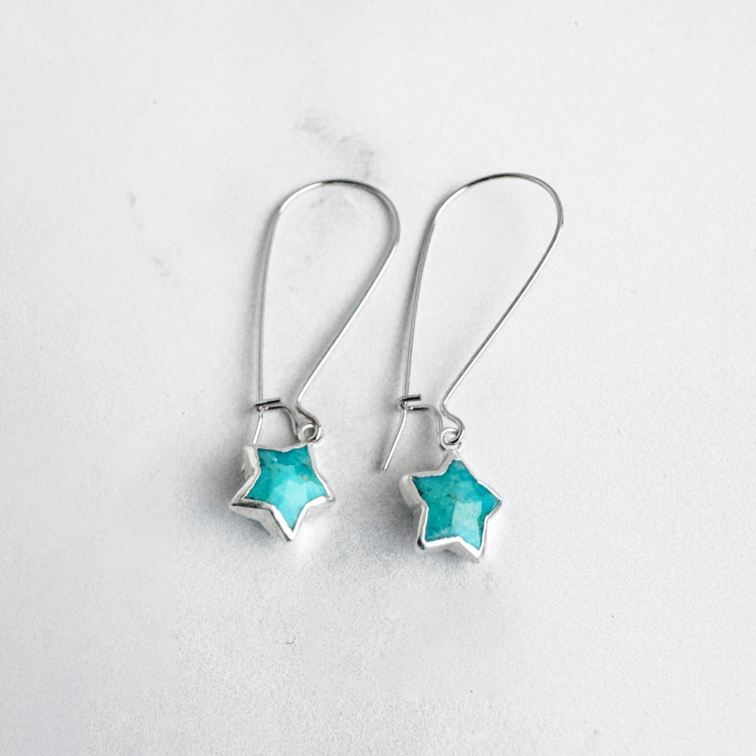 Turquoise Star Drop Earrings in Silver