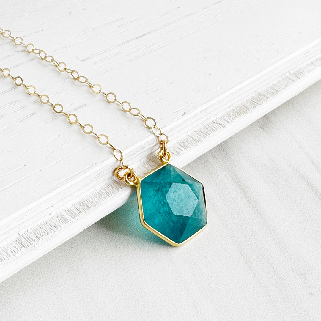 Apatite Hexagon Layering Necklace in Gold and Silver