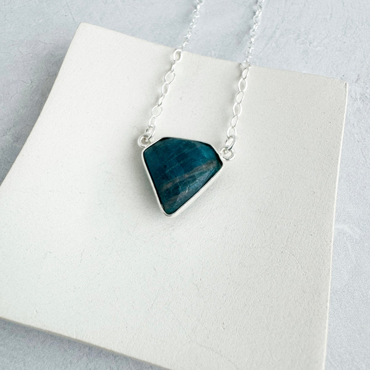 Apatite Triangle Bezel Necklace in Gold and Silver