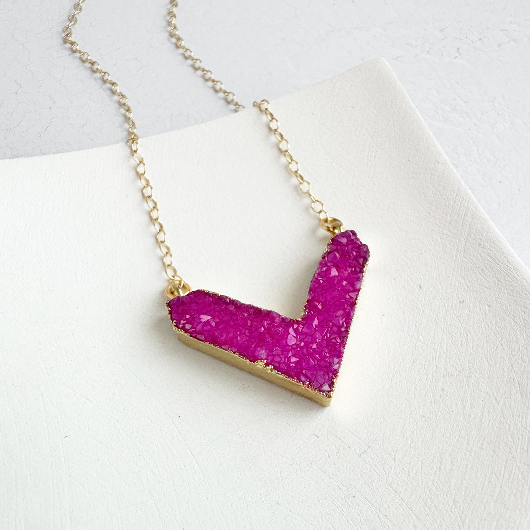 Druzy Chevron Necklace in 14k Gold Filled