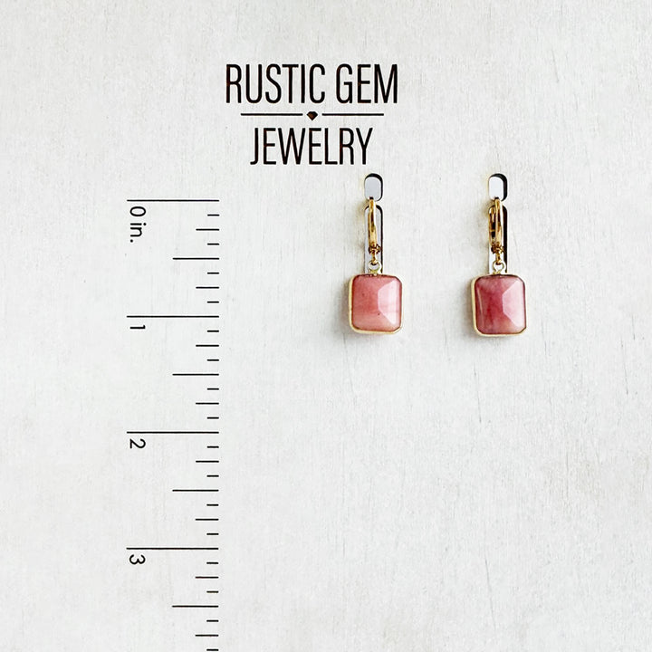 Pink Opal Huggie Earrings in Gold