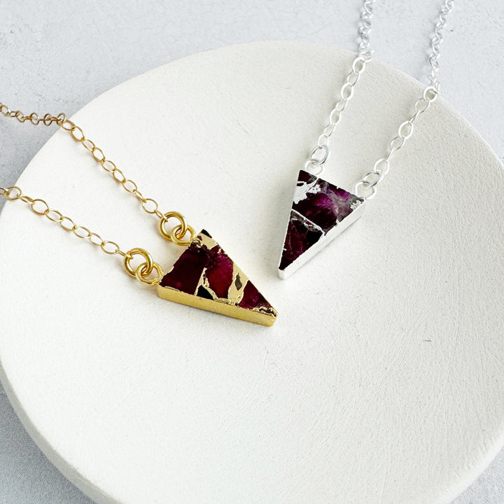 Ruby Mojave Triangle Necklace in Gold and Silver