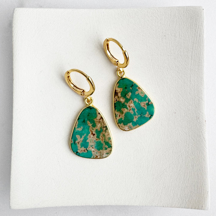 Statement Gemstone Slice Drop Earrings in Gold