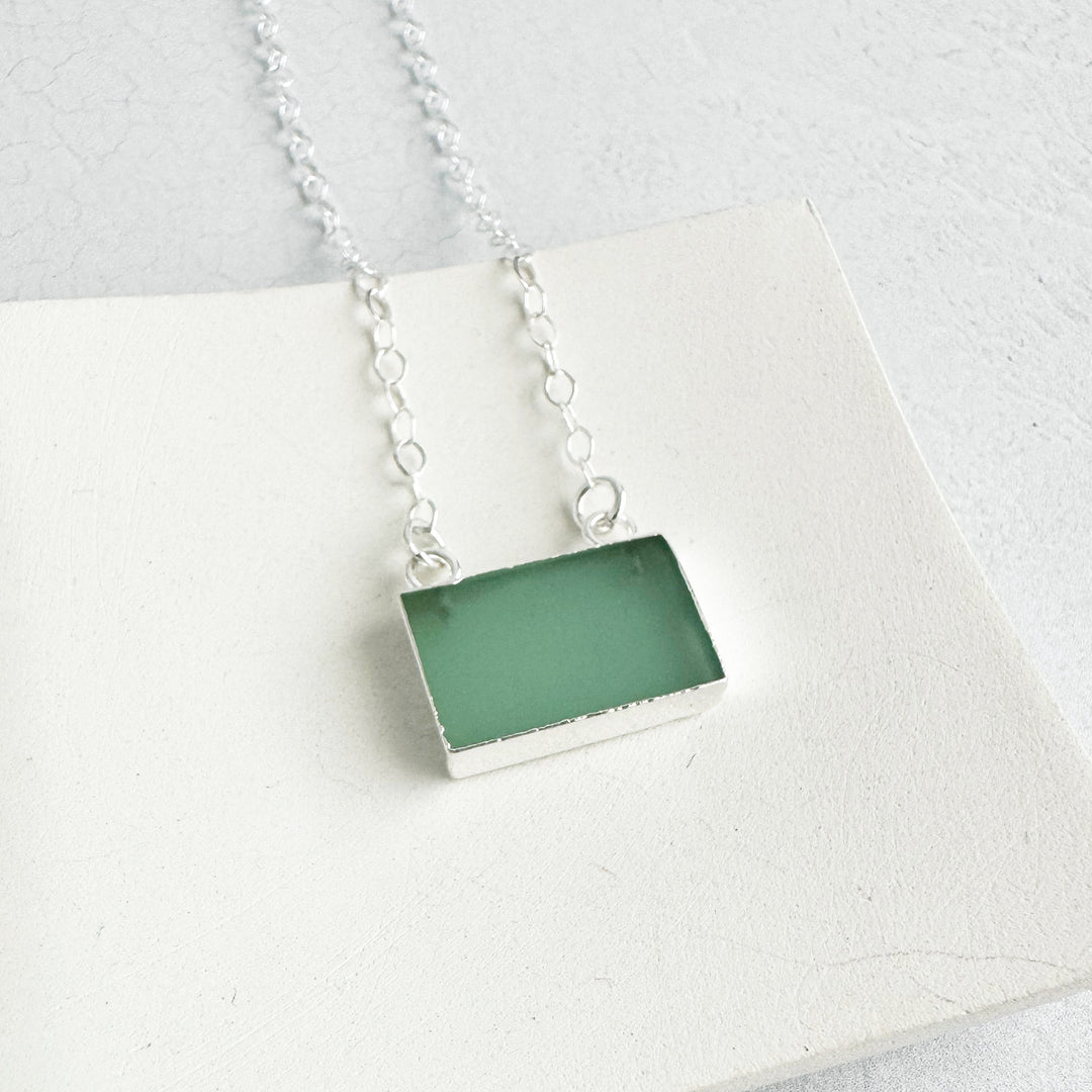 Aqua Chalcedony Bar Necklace in 14k Gold Filled and Sterling Silver