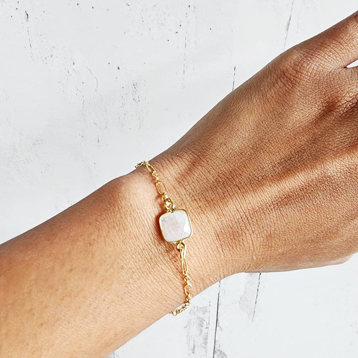 Delicate Gemstone Chain Bracelet in Gold