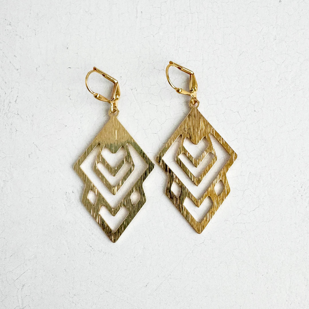 Abstract Dangle Earrings in Brushed Gold