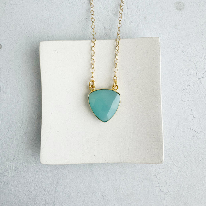 Light Blue Chalcedony Trillion Necklace