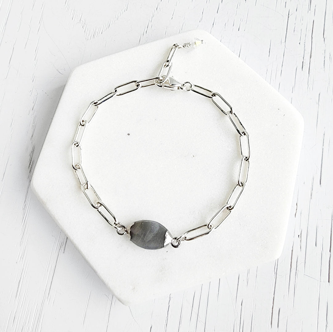 Smoky Quartz Chunky Chain Bracelet in Silver
