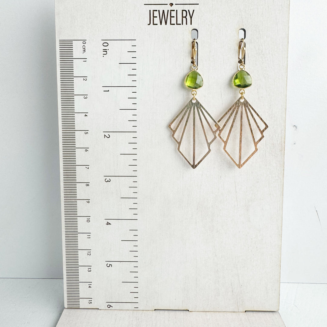 Layered Fan Earrings with Peridot Stones